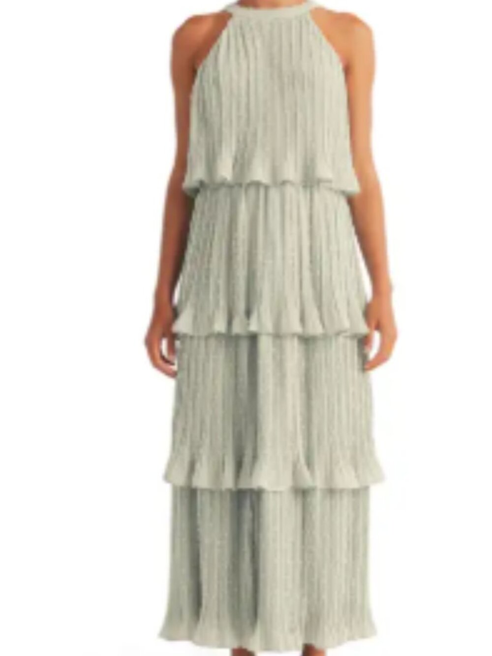 Light sage green chiffon midi length dress, size S